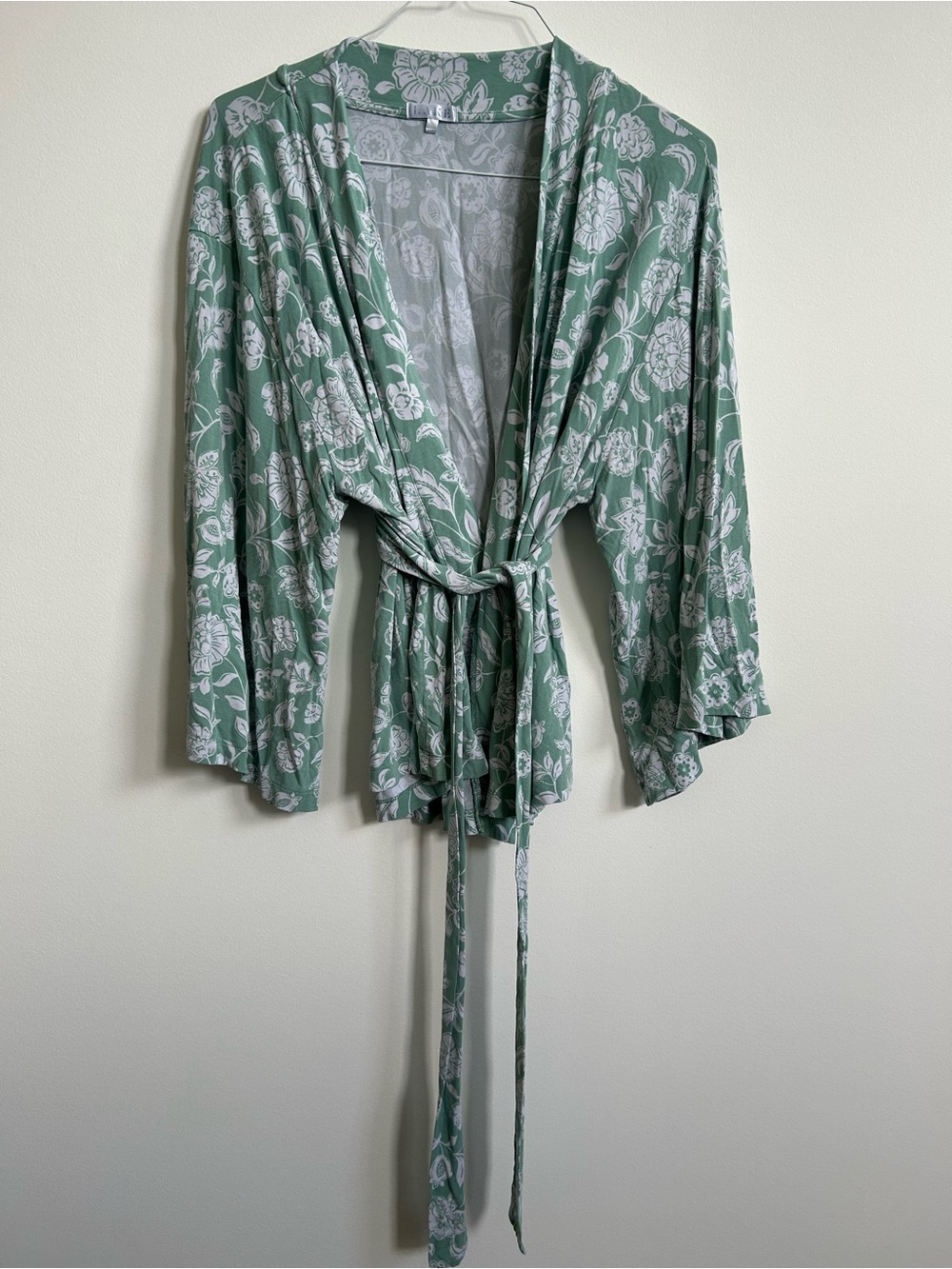 LAKE Pajama Wrap Kimino Green Floral Top XL